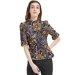 Paisley Texture, Floral Ornament Texture Frill Neck Blouse