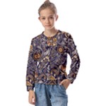Paisley Texture, Floral Ornament Texture Kids  Long Sleeve T-Shirt with Frill 
