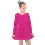 Pink Pattern, Abstract, Background, Bright Kids  Long Sleeve Dress