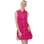Pink Pattern, Abstract, Background, Bright Sleeveless Shirt Dress