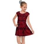 Red Floral Pattern Floral Greek Ornaments Kids  Cap Sleeve Dress
