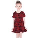 Red Floral Pattern Floral Greek Ornaments Kids  Simple Cotton Dress