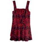 Red Floral Pattern Floral Greek Ornaments Kids  Layered Skirt Swimsuit