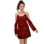 Red Floral Pattern Floral Greek Ornaments Boho Dress