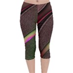 Flower Patterns Pattern Beige Green Velvet Capri Leggings 