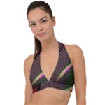 Circle Colorful Shine Line Pattern Geometric Halter Plunge Bikini Top