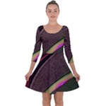 Circle Colorful Shine Line Pattern Geometric Quarter Sleeve Skater Dress