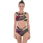 Circle Colorful Shine Line Pattern Geometric Bandaged Up Bikini Set 