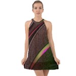 Circle Colorful Shine Line Pattern Geometric Halter Tie Back Chiffon Dress