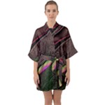 Circle Colorful Shine Line Pattern Geometric Half Sleeve Satin Kimono 