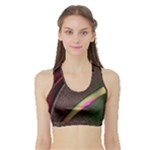 Pattern Texture Leaves Sports Bra with Border