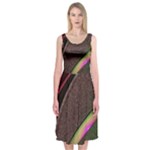 Pattern Texture Leaves Midi Sleeveless Dress