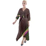 Circle Colorful Shine Line Pattern Geometric Quarter Sleeve Wrap Front Maxi Dress