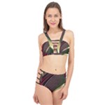 Pattern Texture Leaves Cage Up Bikini Set