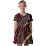 Circle Colorful Shine Line Pattern Geometric Kids  Short Sleeve Pinafore Style Dress
