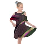 Pattern Texture Leaves Kids  Shoulder Cutout Chiffon Dress