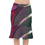 Texture Abstract Curve  Pattern Red Short Mermaid Skirt