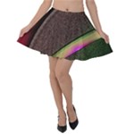 Texture Abstract Curve  Pattern Red Velvet Skater Skirt