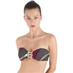 Texture Abstract Curve  Pattern Red Twist Bandeau Bikini Top