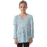 Round Ornament Texture Kids  V Neck Casual Top