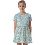 Round Ornament Texture Kids  Short Sleeve Pinafore Style Dress