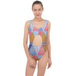Texture With Triangles Center Cut Out Swimsuit