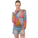 Texture With Triangles Banded Bottom Chiffon Top