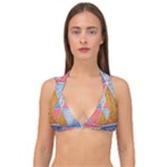 Texture With Triangles Double Strap Halter Bikini Top