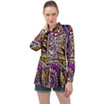 Violet Paisley Background, Paisley Patterns, Floral Patterns Long Sleeve Satin Shirt