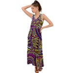 Violet Paisley Background, Paisley Patterns, Floral Patterns V-Neck Chiffon Maxi Dress