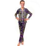 Violet Paisley Background, Paisley Patterns, Floral Patterns Kids  Satin Long Sleeve Pajamas Set