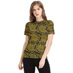 Yellow Floral Pattern Floral Greek Ornaments Women s Short Sleeve Rash Guard