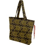 Yellow Floral Pattern Floral Greek Ornaments Drawstring Tote Bag