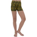 Yellow Floral Pattern Floral Greek Ornaments Kids  Lightweight Velour Yoga Shorts