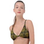 Yellow Floral Pattern Floral Greek Ornaments Knot Up Bikini Top