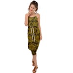 Yellow Floral Pattern Floral Greek Ornaments Waist Tie Cover Up Chiffon Dress