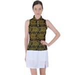 Yellow Floral Pattern Floral Greek Ornaments Women s Sleeveless Polo T-Shirt