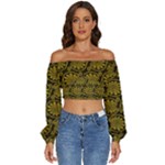  Long Sleeve Crinkled Weave Crop Top