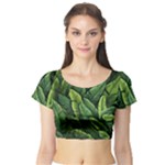 Green leaves Short Sleeve Crop Top