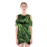 Green leaves Shoulder Cutout One Piece Dress