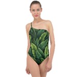 Green leaves Classic One Shoulder Swimsuit