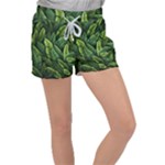 Green leaves Women s Velour Lounge Shorts