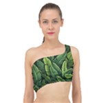 Green leaves Spliced Up Bikini Top 