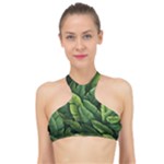 Green leaves High Neck Bikini Top