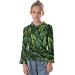 Green leaves Kids  Frill Detail T-Shirt