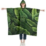 Green leaves Women s Hooded Rain Ponchos