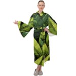 Banana leaves pattern Maxi Velvet Kimono