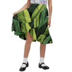 Banana leaves pattern Kids  Ruffle Flared Wrap Midi Skirt