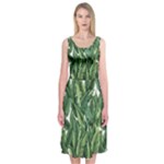 Tropical leaves Midi Sleeveless Dress