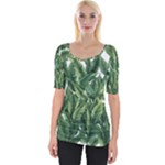 Tropical leaves Wide Neckline T-Shirt